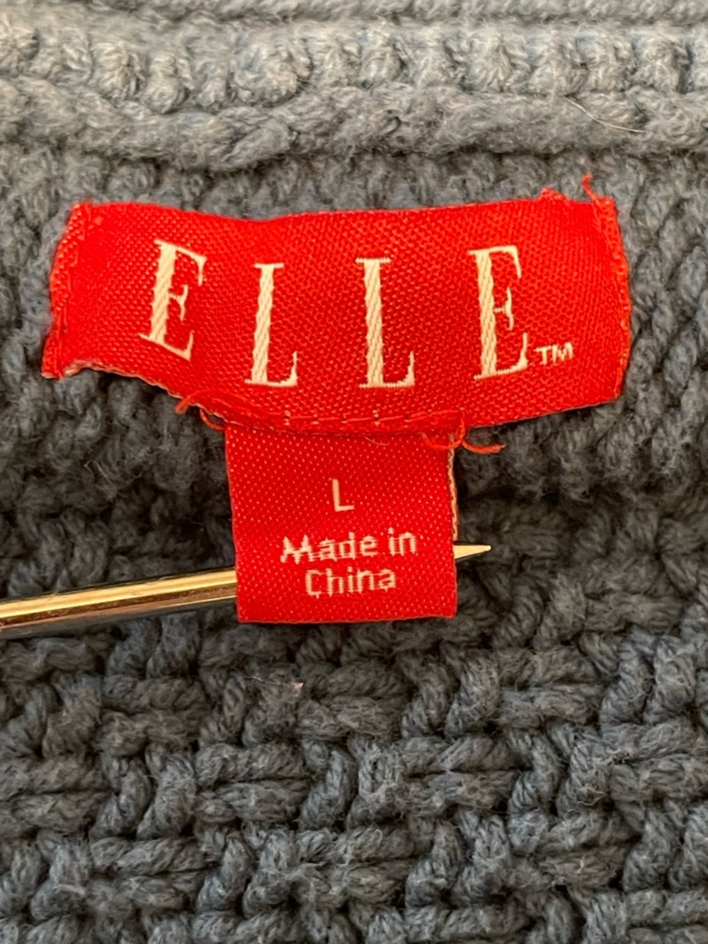 Elle Women’s Large Jade Blue Cable Knit Scoop Neck Sweater Dolman Sleeves - Picture 3 of 9